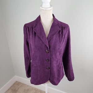 RQT FAUX SUEDE BLAZER STYLE JACKET SIZE SMALL EGGPLANT PURPLE